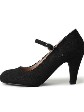 NIB J. Adams Honey Pumps In Black Glitter Size 7